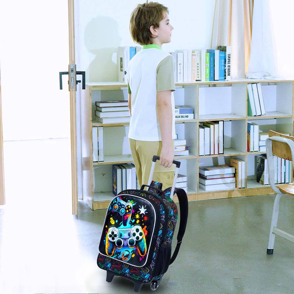 Foreign Trade Kidsren's Backpack in Stock 2025 New Student School Bag Three-Piece Set Multi-Functional School Bag Boy Student Bag