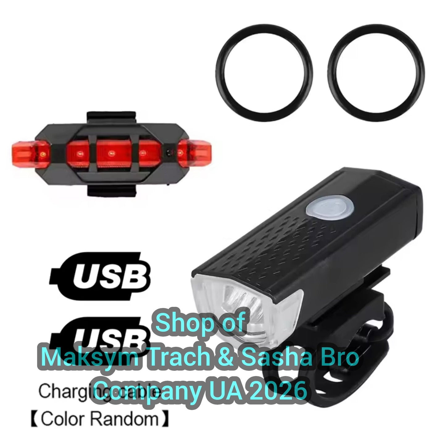 🔥Bike Light Set Bicycle Headlight Taillight USB Rechargeable!