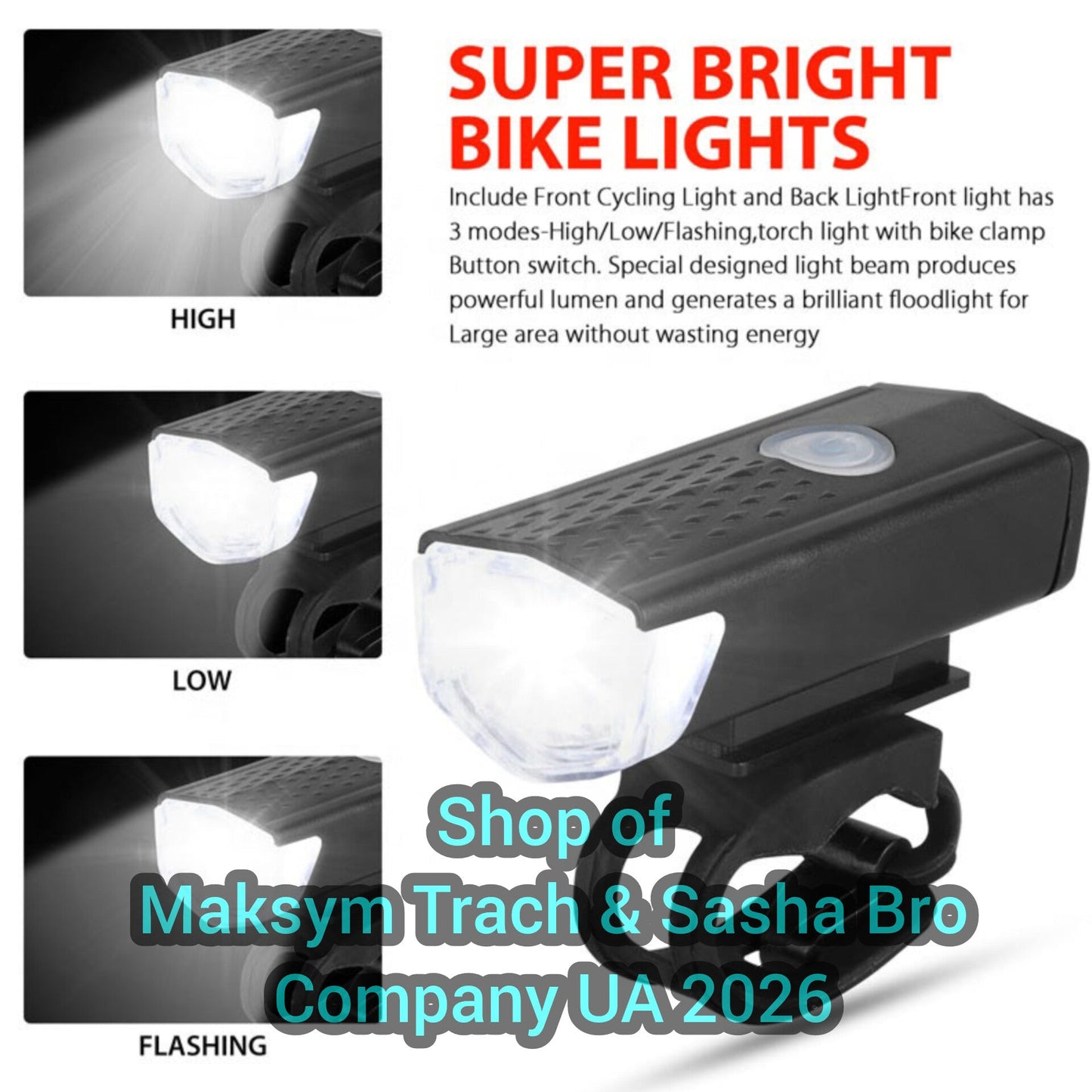 🔥Bike Light Set Bicycle Headlight Taillight USB Rechargeable!