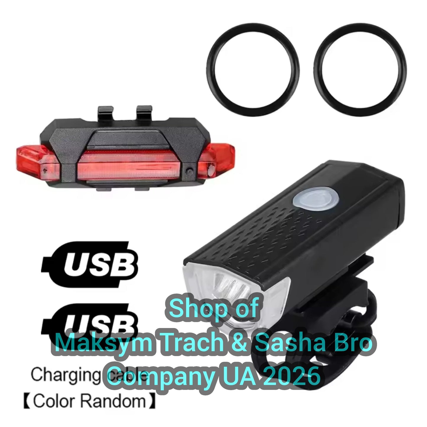 🔥Bike Light Set Bicycle Headlight Taillight USB Rechargeable!