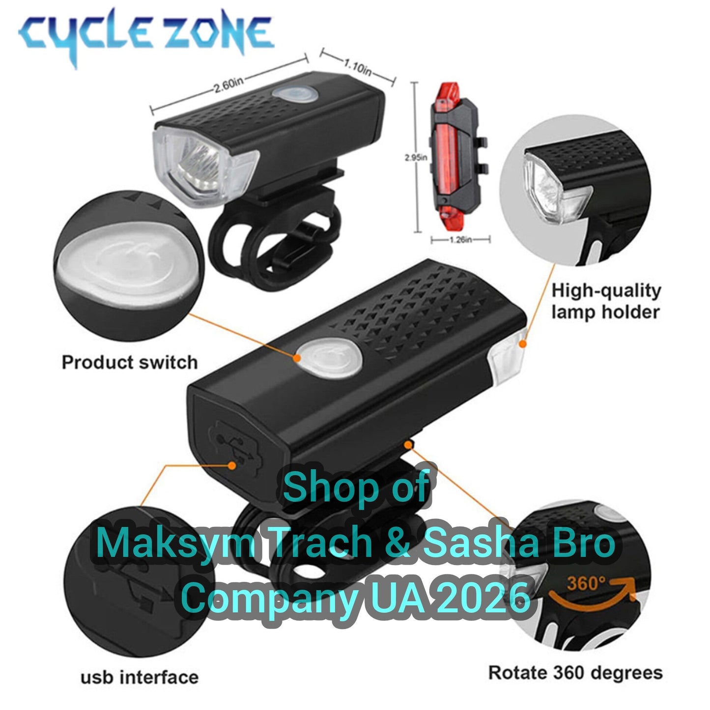 🔥Bike Light Set Bicycle Headlight Taillight USB Rechargeable!
